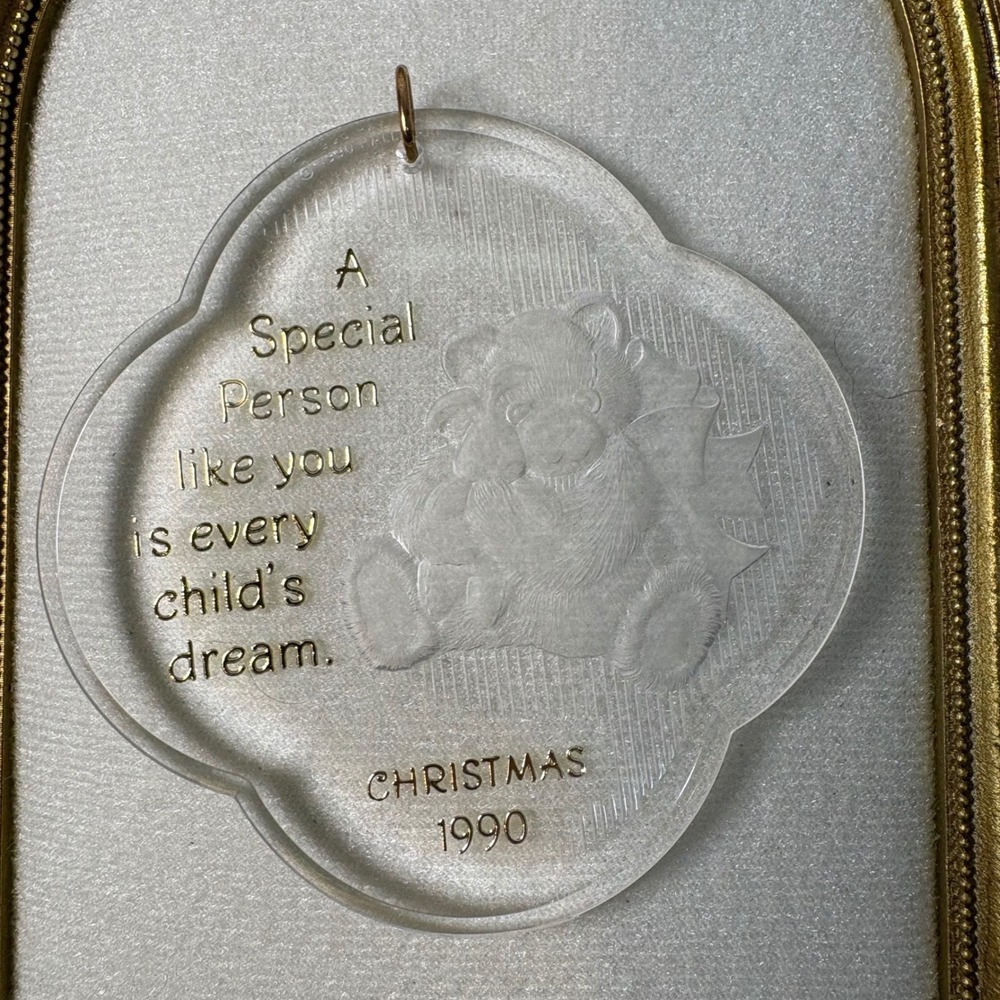 Hallmark Keepsake Ornament 1990 Acrylic Teddy Bear Vintage - Picture 2 of 3